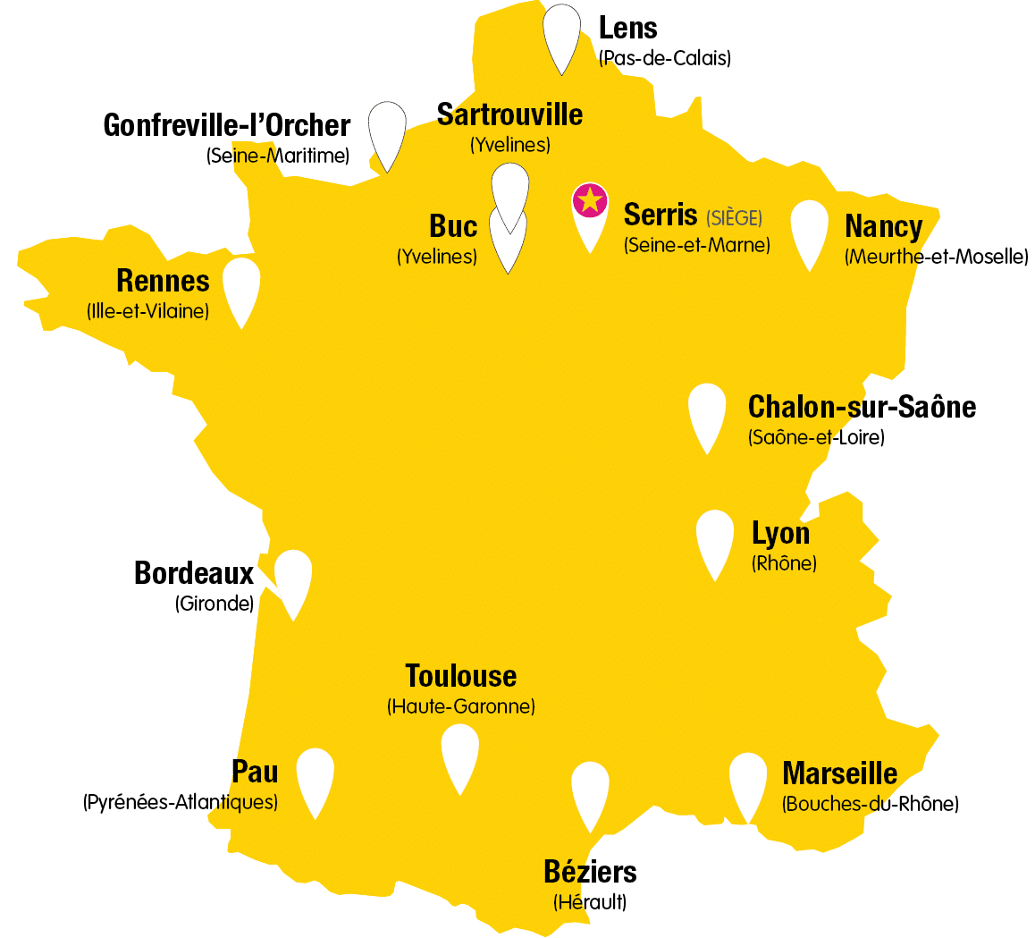 Carte des agences de Récré'Action en France