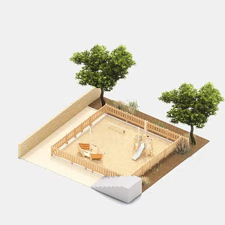 Installation de l'aire de jeux terminée par les équipes Récré'Action avec contrôle de conformité
