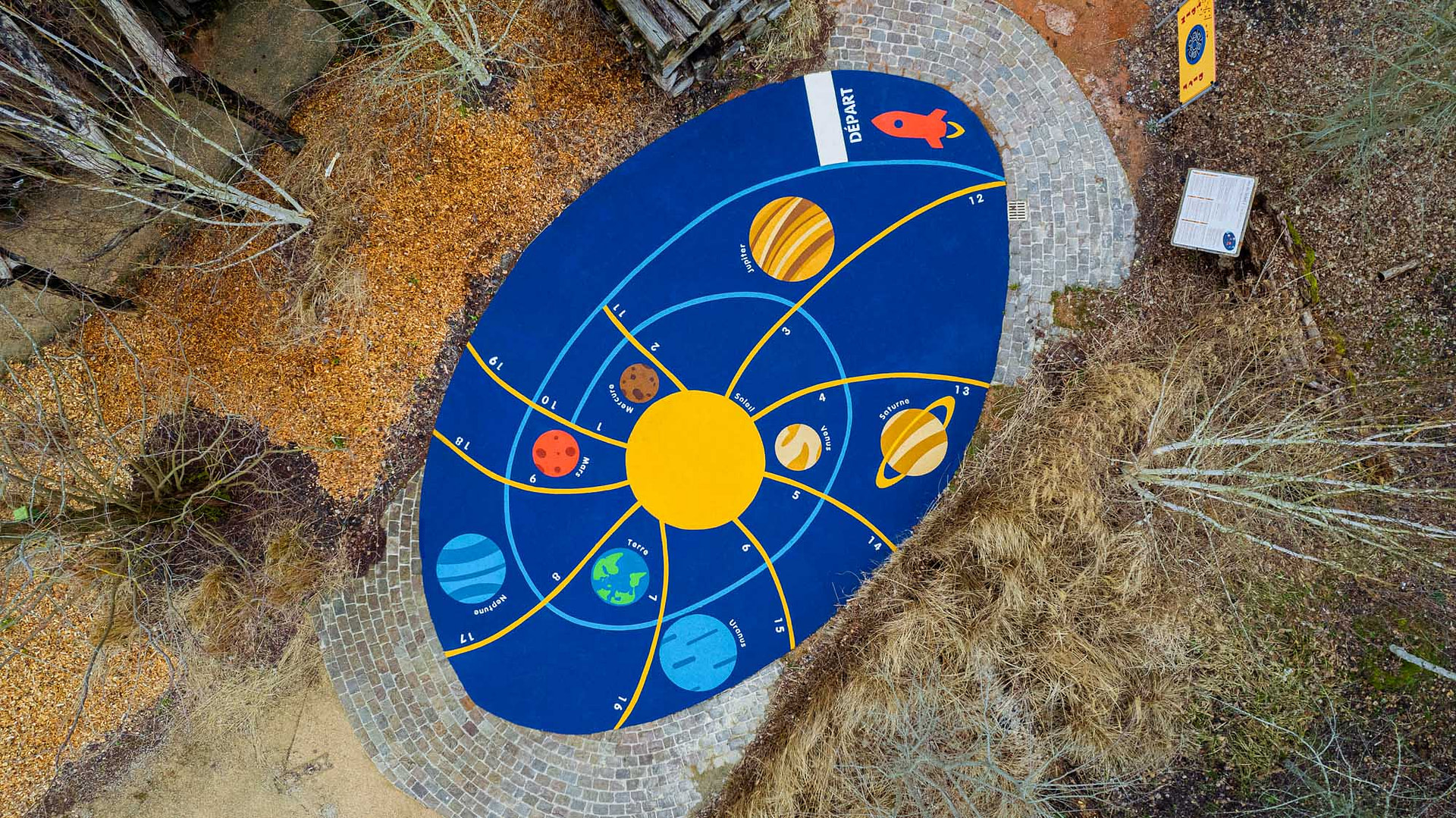 Aire de jeux ludique sur sol souple coloré à Bailly-Romainvilliers