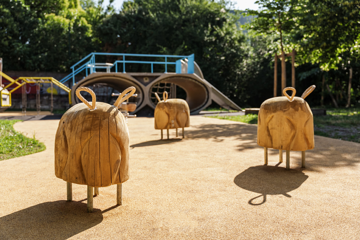 Sol souple en granulats de liège des Jardins d'ta soeur à Bordeaux
